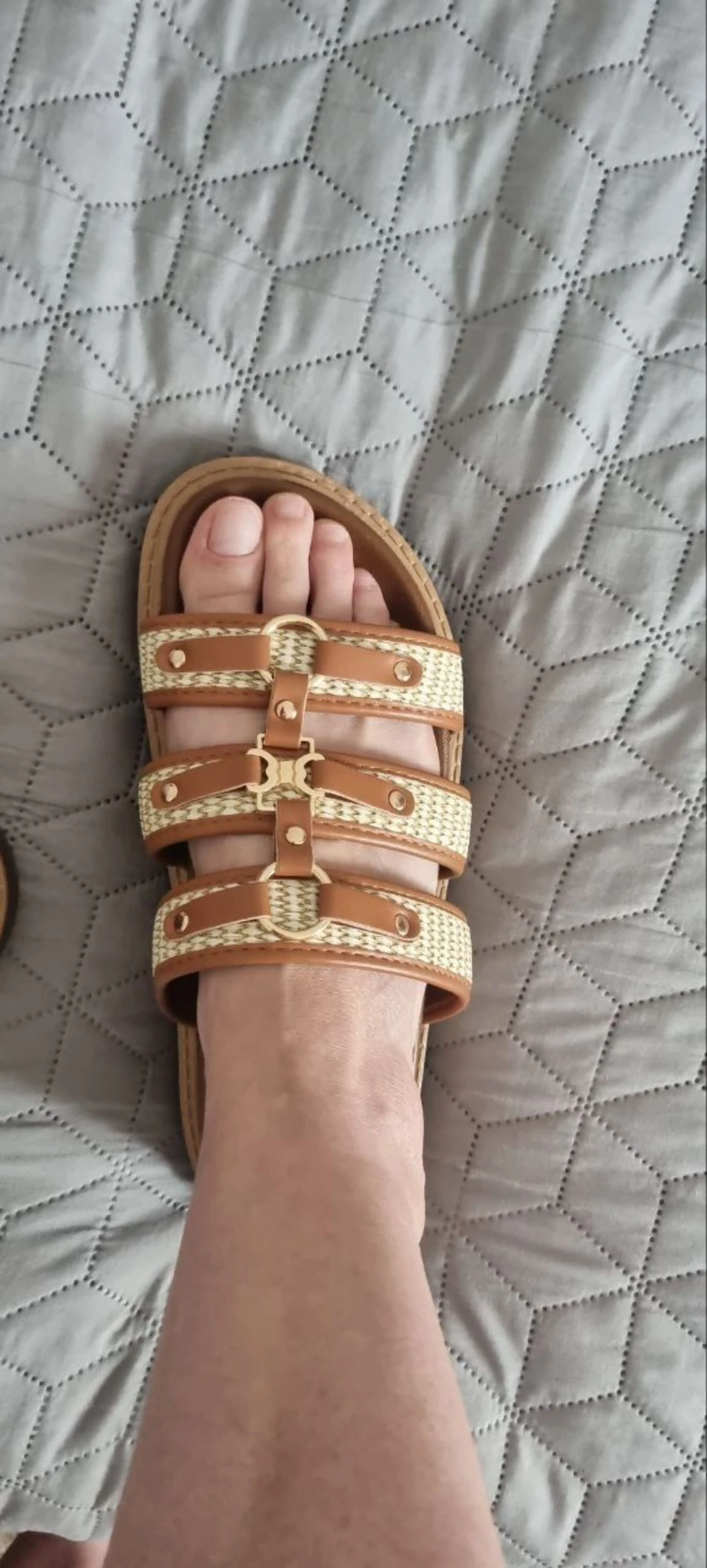 Stylish Celine-Style Triple-Strap Slides / Sandals Size 37 (Like New)